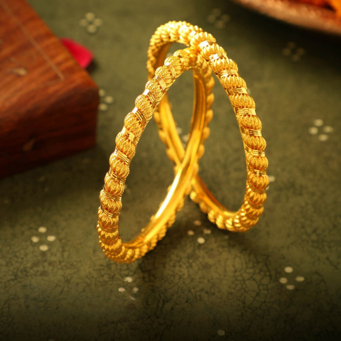 Textured Gold  Bangles-0005