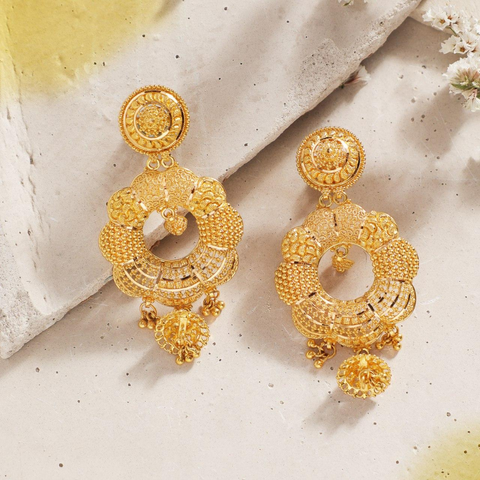 Floral Filigree Jhumka Earrings-0011