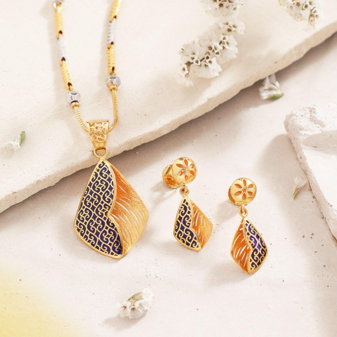 Enamel Elegance Pendant Set-0003