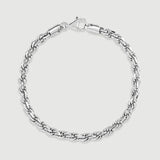 Sterling Silver Rope Cut  Bracelet 5mm