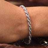 Sterling Silver Rope Cut  Bracelet 5mm